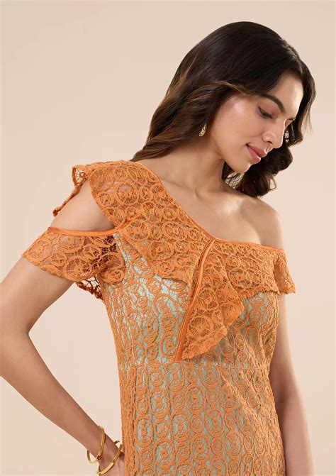 Buy Zemira One Shoulder Lace Dress for Women Online | IshqMe – IshqME