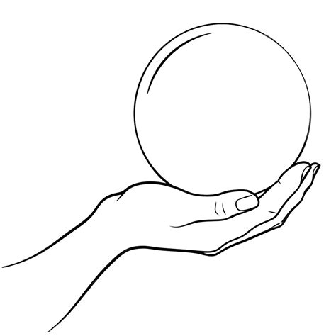 Hand holding a sphere vector illustration line art | Premium AI ...