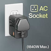 Ambrane Universal Travel Adapter Charger with 65W Laptop/MacBook ...