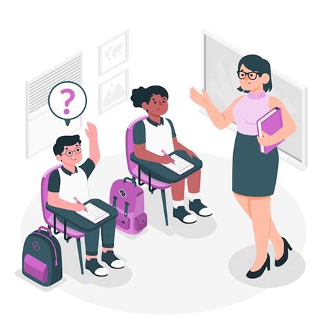 Student asking the teacher concept illustration | Premium Vector