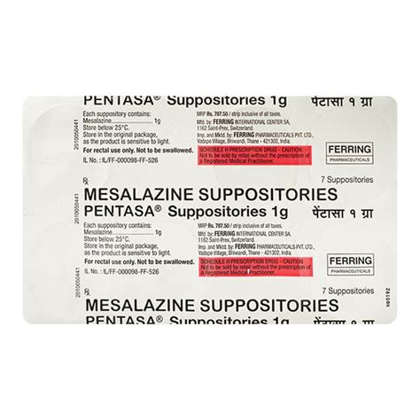 Pentasa 1 gm Suppository | Uses, Side Effects, Price | Apollo Pharmacy