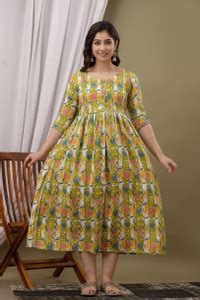 Silakiva Women Printed Gown Kurta - Buy Silakiva Women Printed Gown ...
