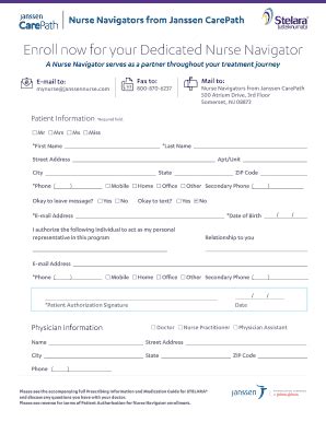 Nurse Navigator Enrollment Form - Blank Fillable Template | Fill Out ...