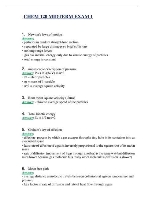 CHEM 120 MIDTERM EXAMS SET ( EXAM 1, 2 ) ( UPDATED 2025 ) | QUESTIONS WITH 100% VERIFIED ANSWERS ...