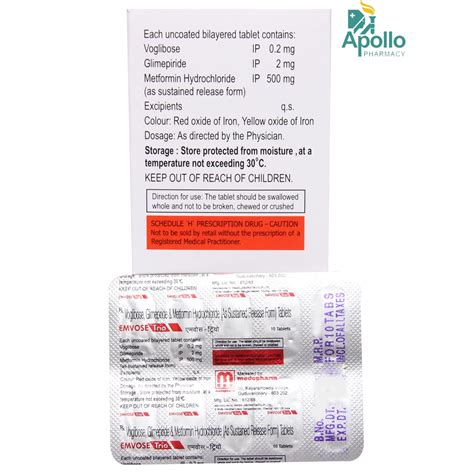 Emvose Trio Tablet 10's Price, Uses, Side Effects, Composition - Apollo ...