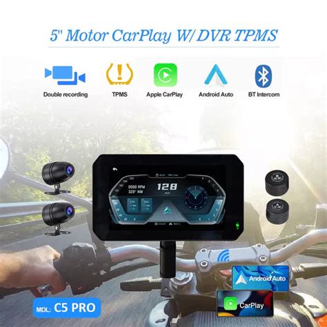 AOOCCI C5 5 Pro Motorcycle CarPlay with Front & Rear Dash Cam IPX7 wat ...