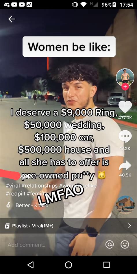 Pre-owned pussy. Huh. Didn't know my vagina was an object. Guess you ...