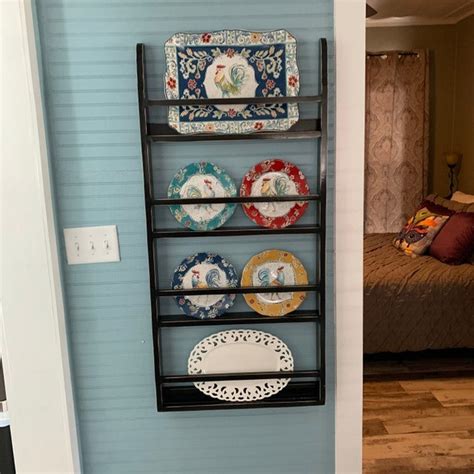 Rustic Plate Rack, Plate Display Rack, Vertical Hanging Plate Holder ...