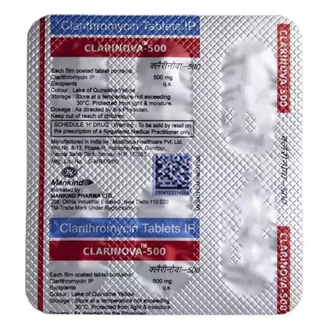 Clarinova-500 mg Tablet 10's Price, Uses, Side Effects, Composition ...