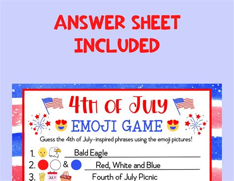4th of July Emoji Game, Printable July 4th Game, Independence Day Game ...