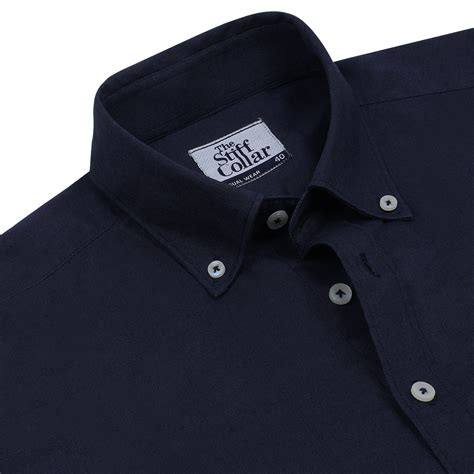 Navy Blue Button Down Cotton Linen Shirt – Thestiffcollar.com