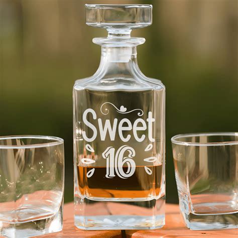 Birthday Whiskey Decanter With Sweet Sixteen Design - Groovy Guy Gifts
