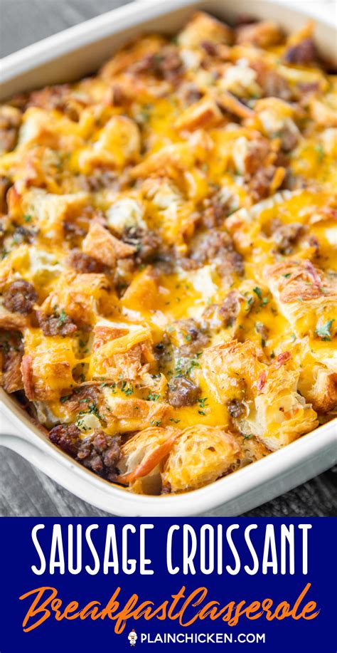Sausage Croissant Breakfast Casserole | Breakfast casserole sausage ...