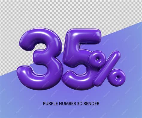 Premium PSD | 3d render number 35 percentage plastic purple discount