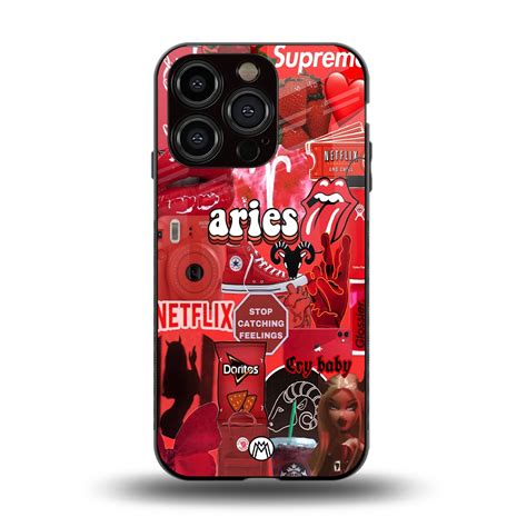 Aries Aesthetic Collage Phone Cover for Iphone 13 Pro | Glass Case ...