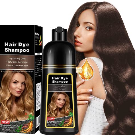 Amazon.com: Natural Chestnut Brown Hair Dye Shampoo 3 IN 1 for 100% ...