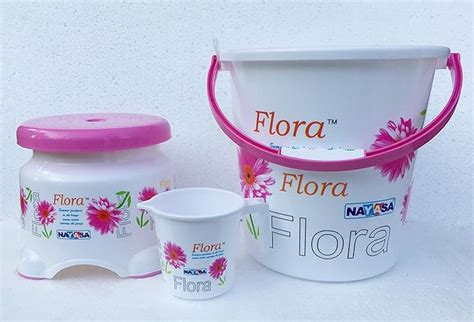 Nayasa Plastic Flora 3 Pcs Bathroom Bucket Set(Bucket 25L+Mug 1.5L ...