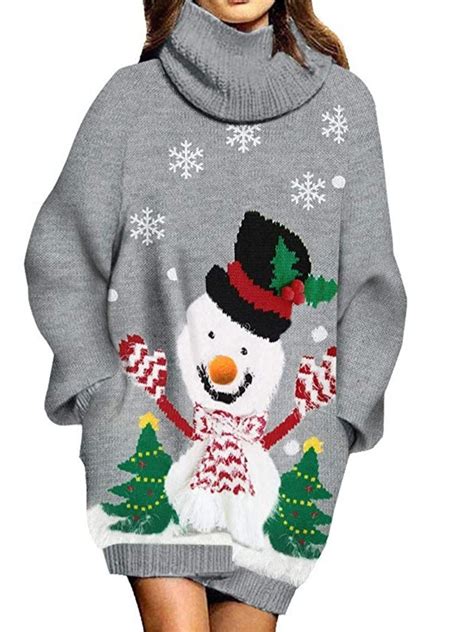 Women Ugly Christmas Oversize Turtleneck classy elegant & chic Pullover ...