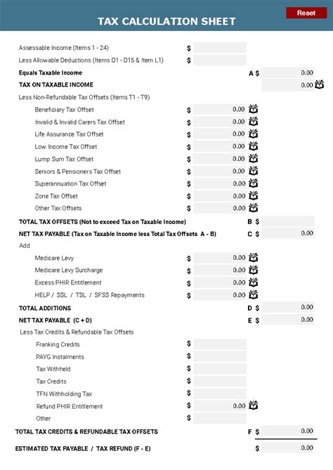 2023 Income Tax Return Workbook v4 - TAX CALCULATION SHEET ####### Assessable Income (Items 1 ...