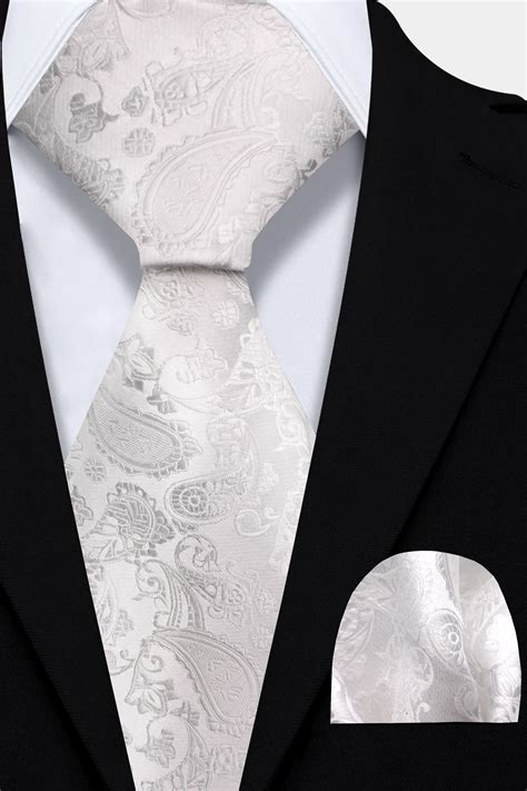 White Paisley Tie and Pocket Square Set | Gentleman's Guru