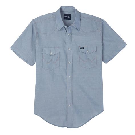 Wrangler Chambray Short Sleeve Work - Mens Shirt - 1070131Mw | eBay