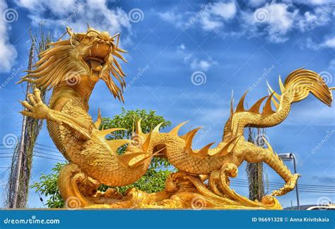 Chinese Dragons, Statues Of Ronin And Fountains At Sunset Royalty-Free ...