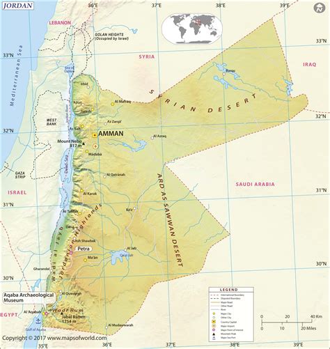 Jordan Political Wall Map by Maps of World - MapSales