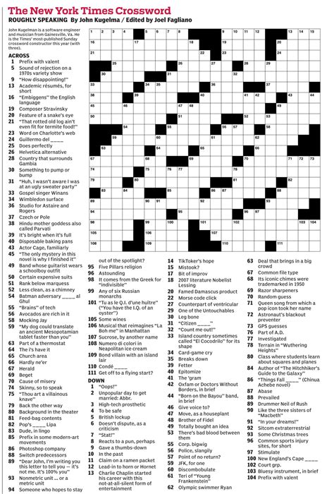 New York Times Free Crossword Puzzles Printable - FREE Printable