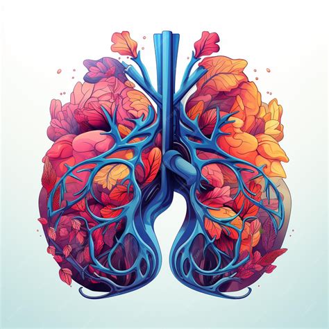 Ilustración de los pulmones humanos con hojas y gotas de agua | Foto ...