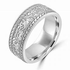 Wedding White Gold Bands by 14k White Gold Unique Nouveau Carved Wedding Band Wedding White Gold Bands
