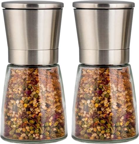 Amazon.com: Refillable Pepper Mill 2 Pcs Premium Set Of Salt And Manual ...