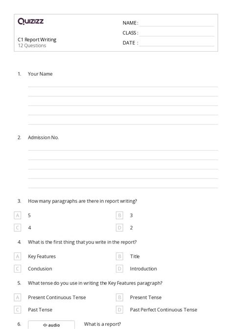 50+ Writing worksheets for 11th Class on Quizizz | Free & Printable