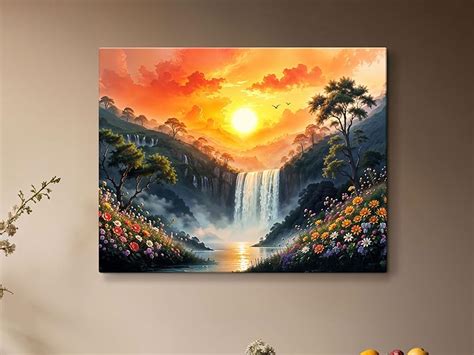 ArtX Canvas Rising Sun Painting For Vastu, Big Size Wall Art Scenery ...