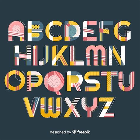 Czcionka z alfabetem w stylu retro | Wektor Premium