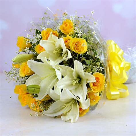 Order Lilies And Yellow Roses online | Get same day delivery PAN India ...