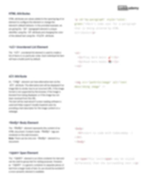 Image result for HTML Structure Cheat Sheet