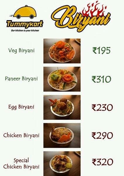 Menu at Tummykart.com, Hyderabad