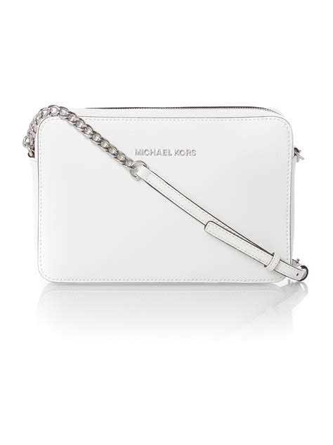 Michael kors Jet Set Travel Small White Cross Body Bag in White | Lyst