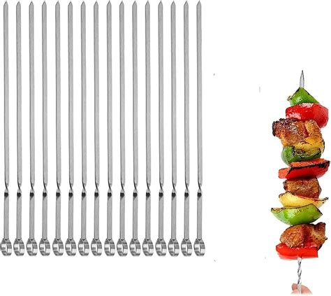 Amazon.com : Super Z Outlet Stainless Steel Shish Kabob Flat Barbecue ...