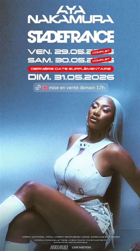 Aya Nakamura au Stade de France | 29, 30 & 31 mai 2026 : date et billets
