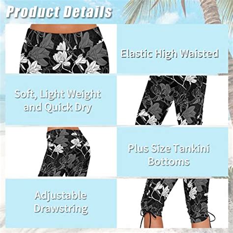 Buy Urchics Womens Plus Size Rash Guard Capris Long Swim Shorts Tankini ...