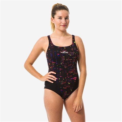 Women's one-piece chlorine-resistant swimsuit Kamiye - Imo Black