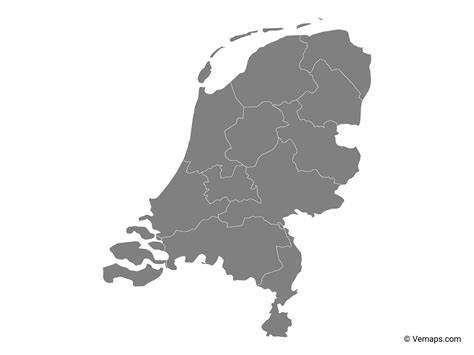 Grey Map of Netherlands with Provinces | Free Vector Maps