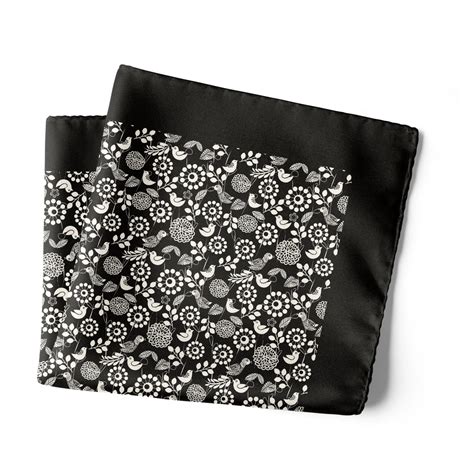 Buy Black & White Birds Silk Pocket Square from the Wildlife range ...