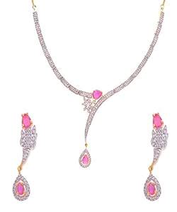 Pink Diamond Necklace Set : Amazon.in: Fashion