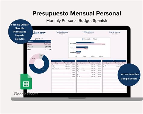 Plantilla De Presupuesto Mensual Monthly Budget Spanish Hoja De ...
