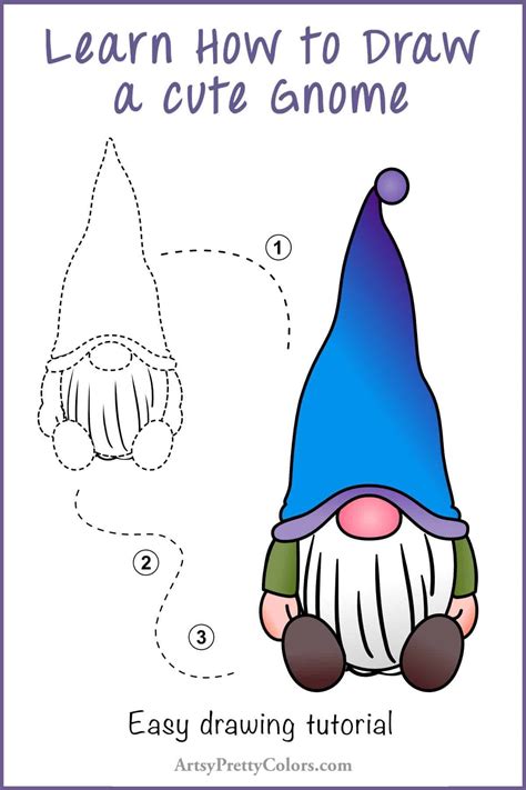 How To Draw A Gnome -Step By Step Tutorial | Easy christmas drawings ...