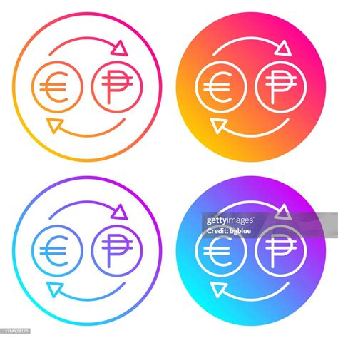 Currency Exchange Euro Peso Round Icons With Color Gradients High-Res ...