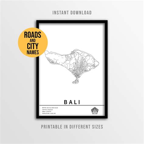 Bali Map Poster, Printable Indonesia Road Map With City Names (instant Download) - Etsy