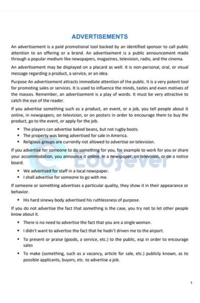 Image result for Advertisement Class 12 Notes